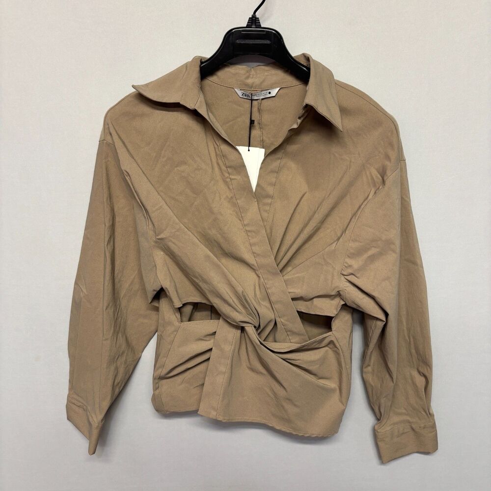 NWT Zara Women Crossover Wrap Shirt Top Blouse Size XL X-Large C134 -26